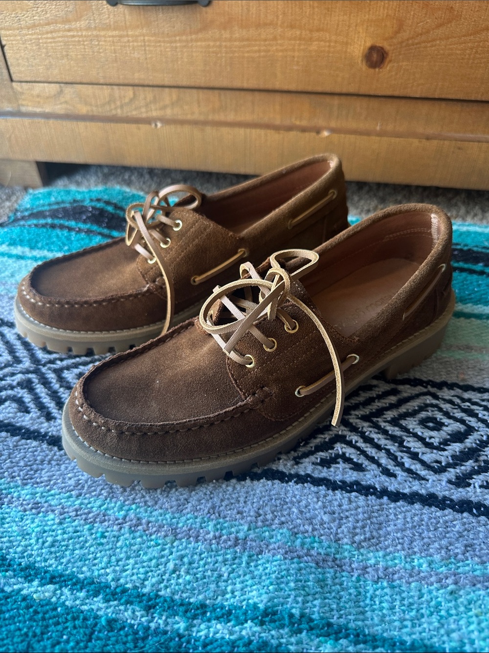 Womens Brown Suede Lace-Up  Shoes